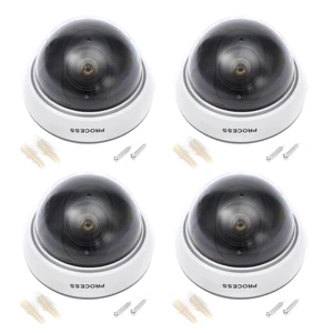 Fake Security Cameras (4 Pack) CCTV Dome Dummy Camera with Flashing Red LED Lights Indoor/Outdoor for Homes & Business