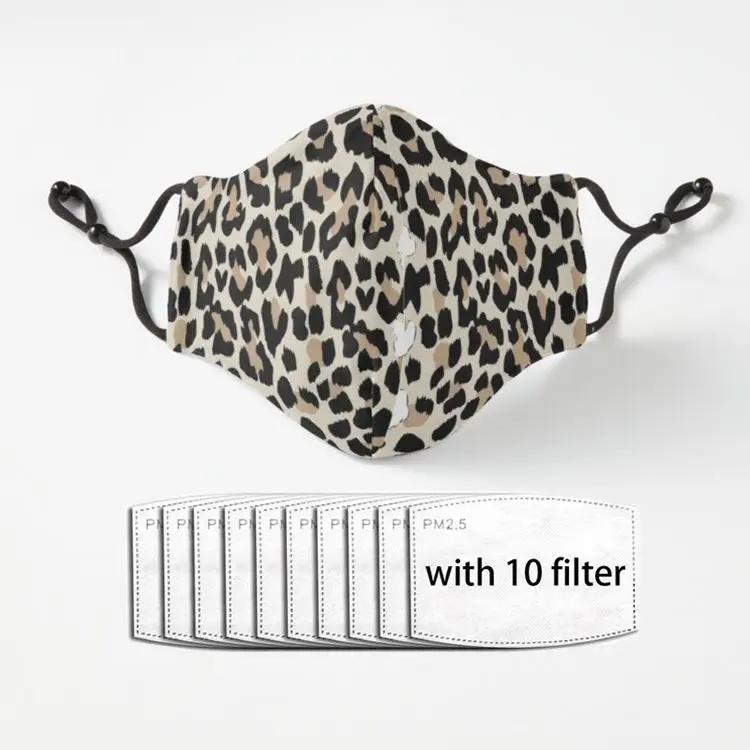 Маска для лица с принтом гепарда Новая защитная детская маска моющаяся