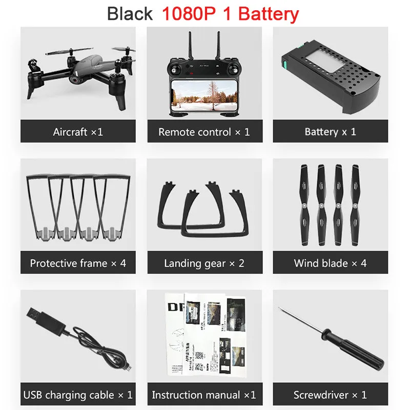 Black 1080P 1B SG106 Радиоуправляемый Дрон оптический поток 1080P 720P 4K HD Двойная камера в реальном времени воздушная видео Радиоуправляемый квадрокоптер самолет позиционирование игрушки RTF малыш - Цвет: Black 1080P 1B
