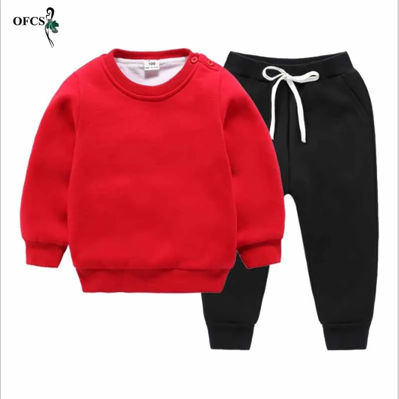 Детский вельветовый свитер и штаны для мальчиков девочек Теплые Костюмы Зимняя