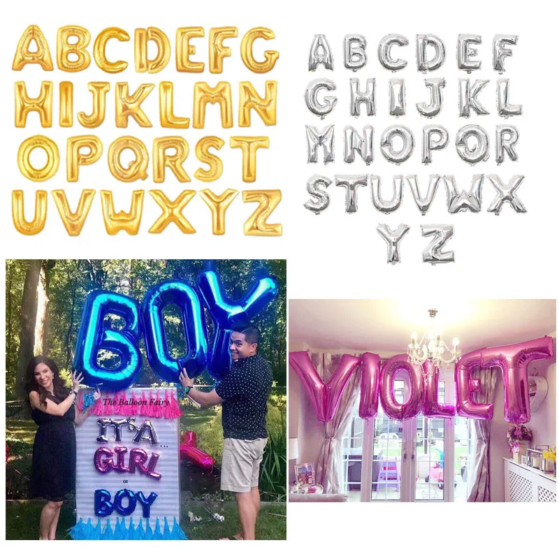 Розовое золото 16 32 40 дюймов Розовые надувные буквы украшения для дня рождения