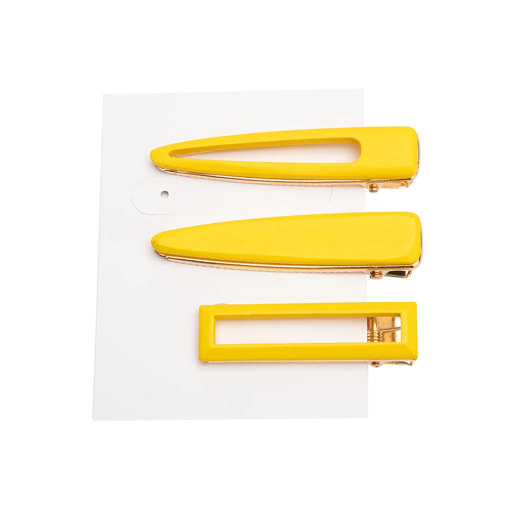 yellow 3pcs 2/3 шт, трендовые яркие Твердые Полые геометрические заколки для волос для женщин, деревянные заколки для волос, ручная работа, заколка для волос, для девушек - Цвет: yellow 3pcs