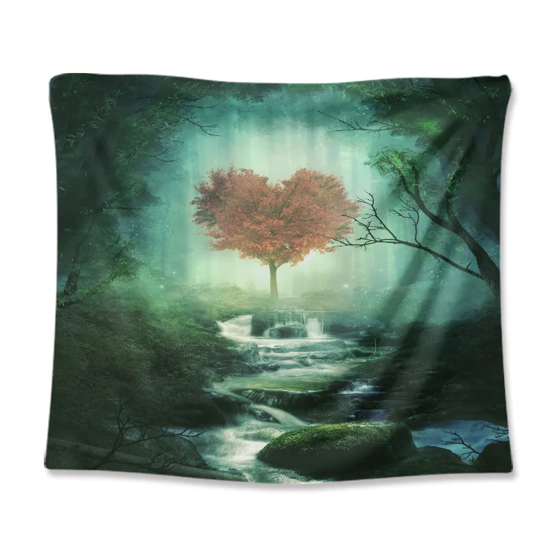 

Green Forest Style Natural Scenery Fashion Tapestry Living Room Blanket Hanging Cloth Mat Printed Bedroom Home Decoration