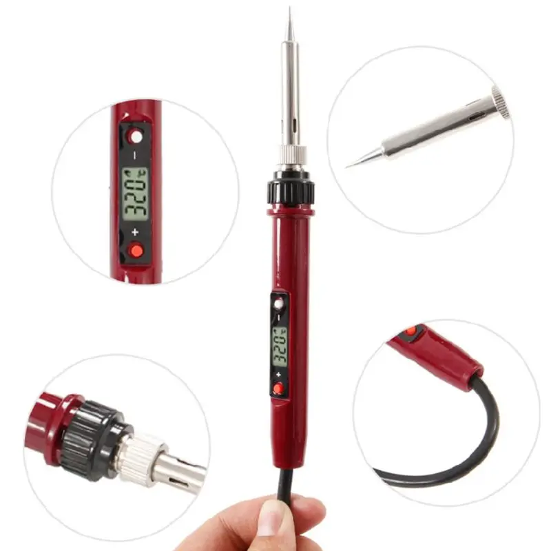 

European European Standard 80W Professional Electric Iron AC220V Mini Soldering Station LCD Digital Display Temperature Internal