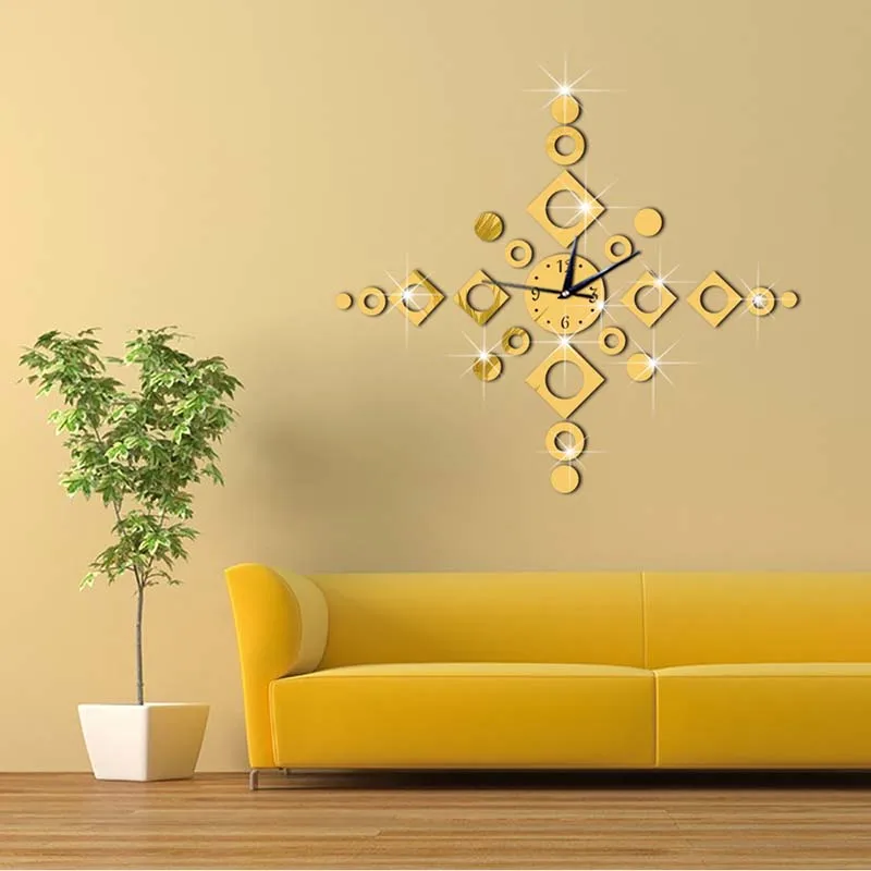 Настенные часы 3D DIY акриловые зеркальные наклейки для гостиной кварцевые иглы
