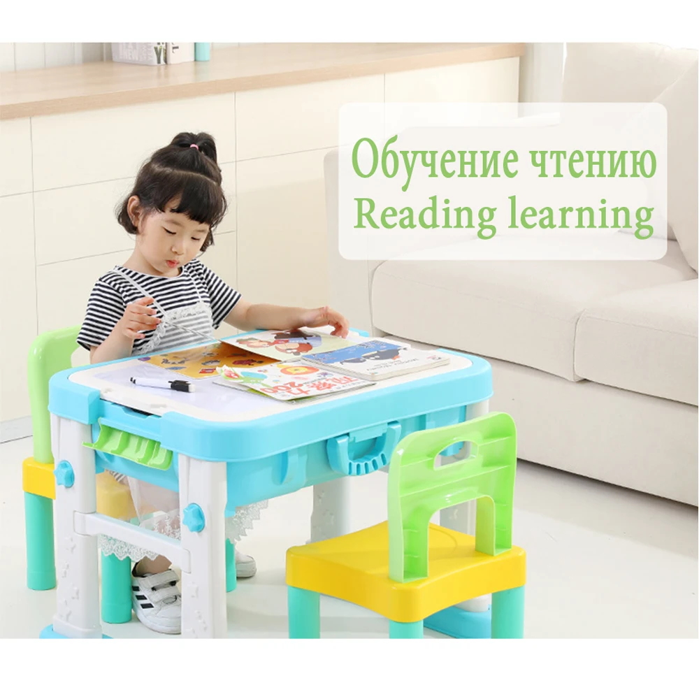 2020 NEW Creative building blocks table multi-purpose folding Storage toys study desk with chair 3-8-year-old for | Игрушки и хобби