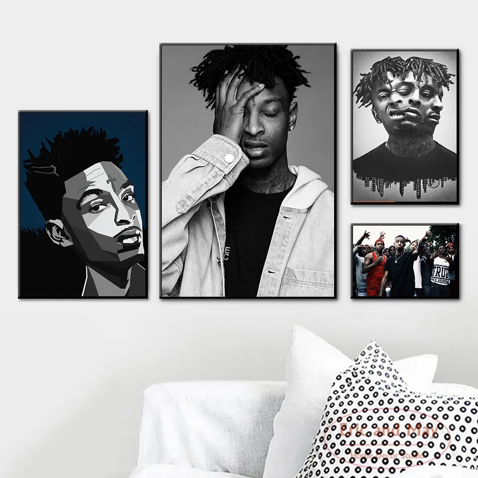 

21 Savage Poster Rap Music Star Hip Hop Rapper Canvas Painting Pictures On The Wall Vintage Poster Decorative Home Decor