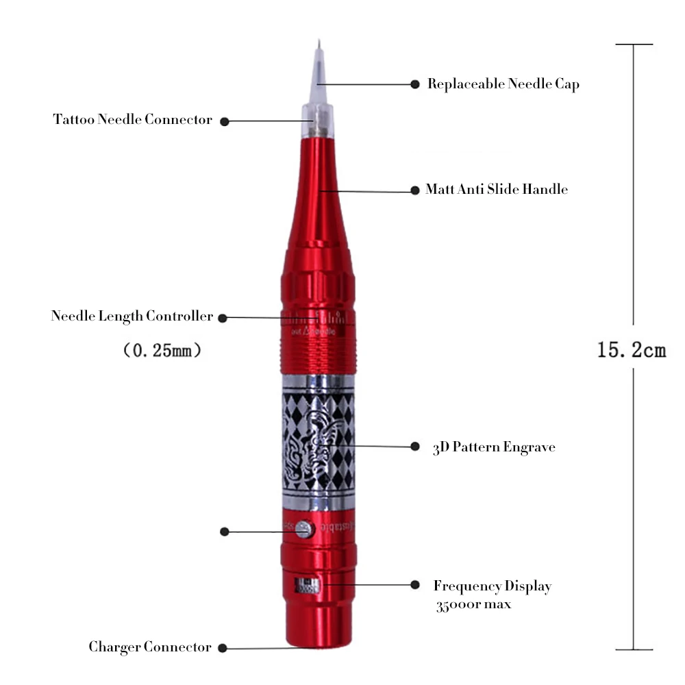 

3 Color Tattoo Machine Elephant Pattern Eyebrow Lip Small Tattoo Design Aluminum Alloy Wireless Charging Tattoo Supplies Machine