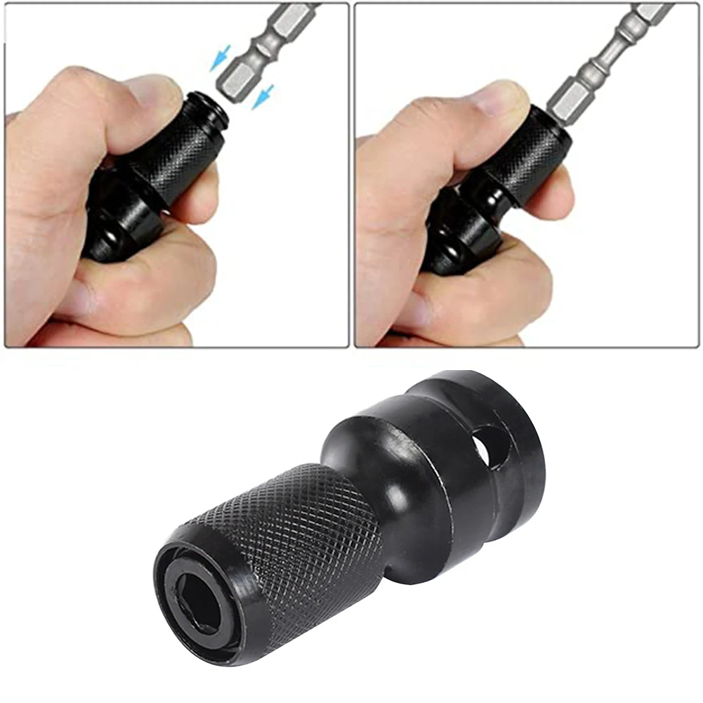 

Hex Shank Socket Adapter Quick Release Chuck Converter Black 1/2 Square Drive to 1/4 for Ratchet Wrench Screwdriver Bit Holders