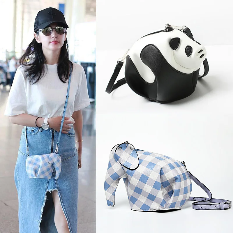 Сумка через плечо из натуральной кожи ручной работы в форме панды милый клатч