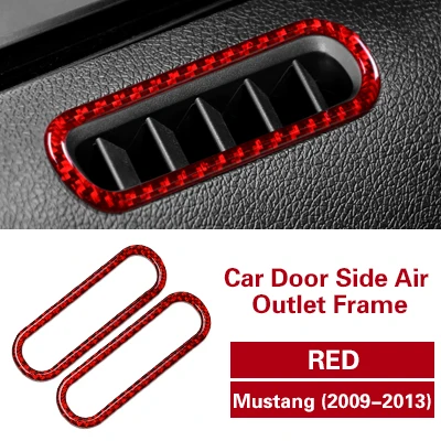 Red Для Ford Mustang 2009-2013 украшение салона автомобиля углеродное волокно двери автомобиля кондиционер Выход вентиляционные наклейки для авто Крышка отделка - Название цвета: Red