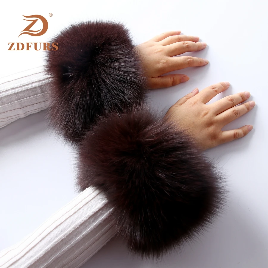 ZDFURS* высококачественные манжеты из лисьего меха горячая Распродажа наручных грелок из натурального Лисьего меха манжета для рук теплые женские браслеты браслет из натурального меха перчатки