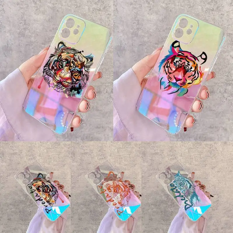 

Predator tiger leopard Phone Case for iPhone xiaomi redmi 7 8 9 11 12 10 S X XS XR MINI Pro Max Plus laser Transparent