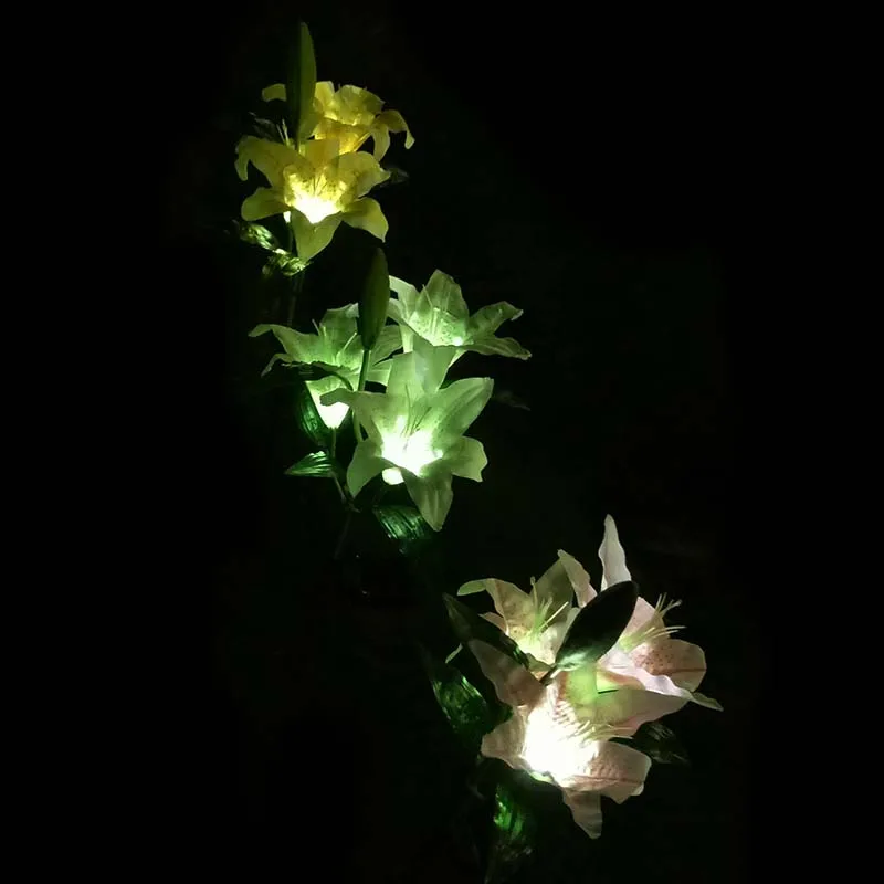 Солнечный Мощность 3 светодиода Лилия в форме искусственных цветов производство