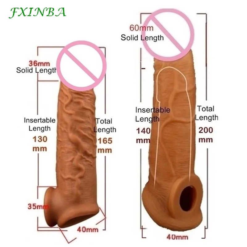 Реалистичный силиконовый удлинитель для пениса FXINBA 16 5/20 см рукав задержки