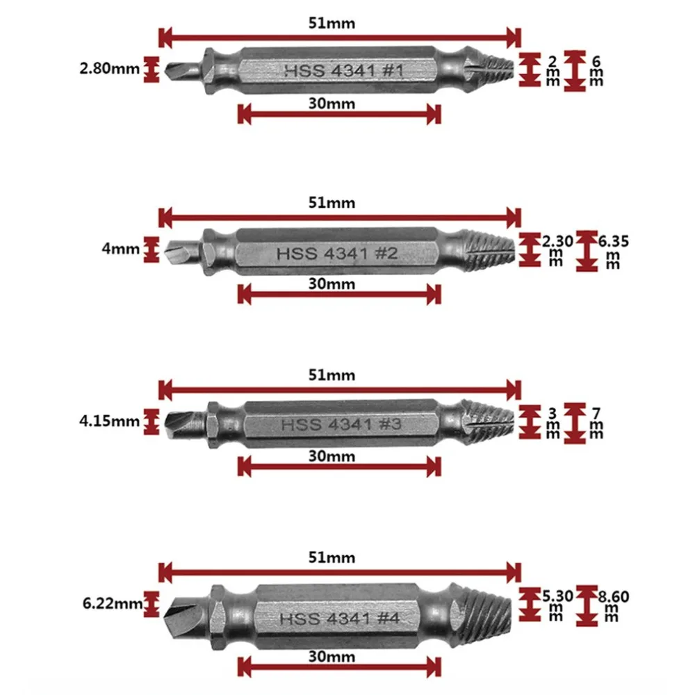 Двухсторонний экстрактор поврежденных винтов сломанных с головкой инструмент