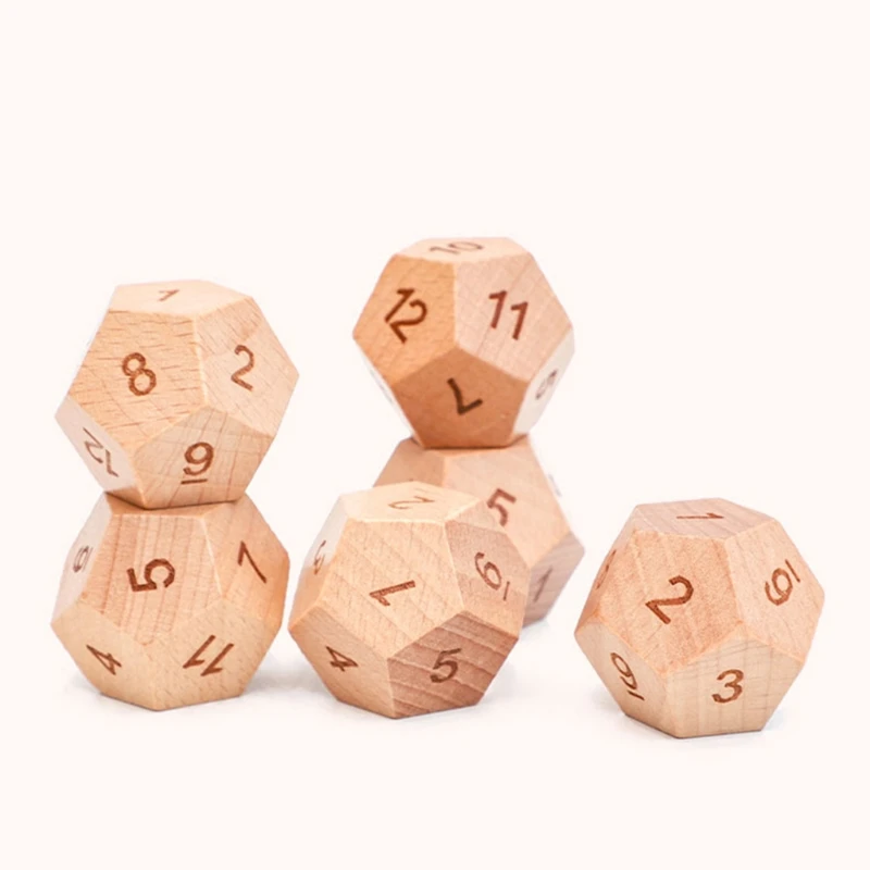 

2 Piece Solid Wooden Dice 12 Sided Sculpture Digital Dice for Club/Party/Family DIY Games Accessories 30mm