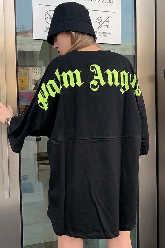 

Palm Angels Behind Big Letters Print Bat Sleeve Short Sleeve T-Shirt Men's Women's European American Tide Brand 55516548