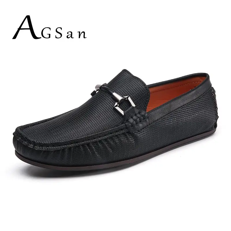 AGSan Men Casual Leather Shoes Handmade Loafers Designer Italian Plus Size 38-48 Driving Moccasins Flats | Обувь