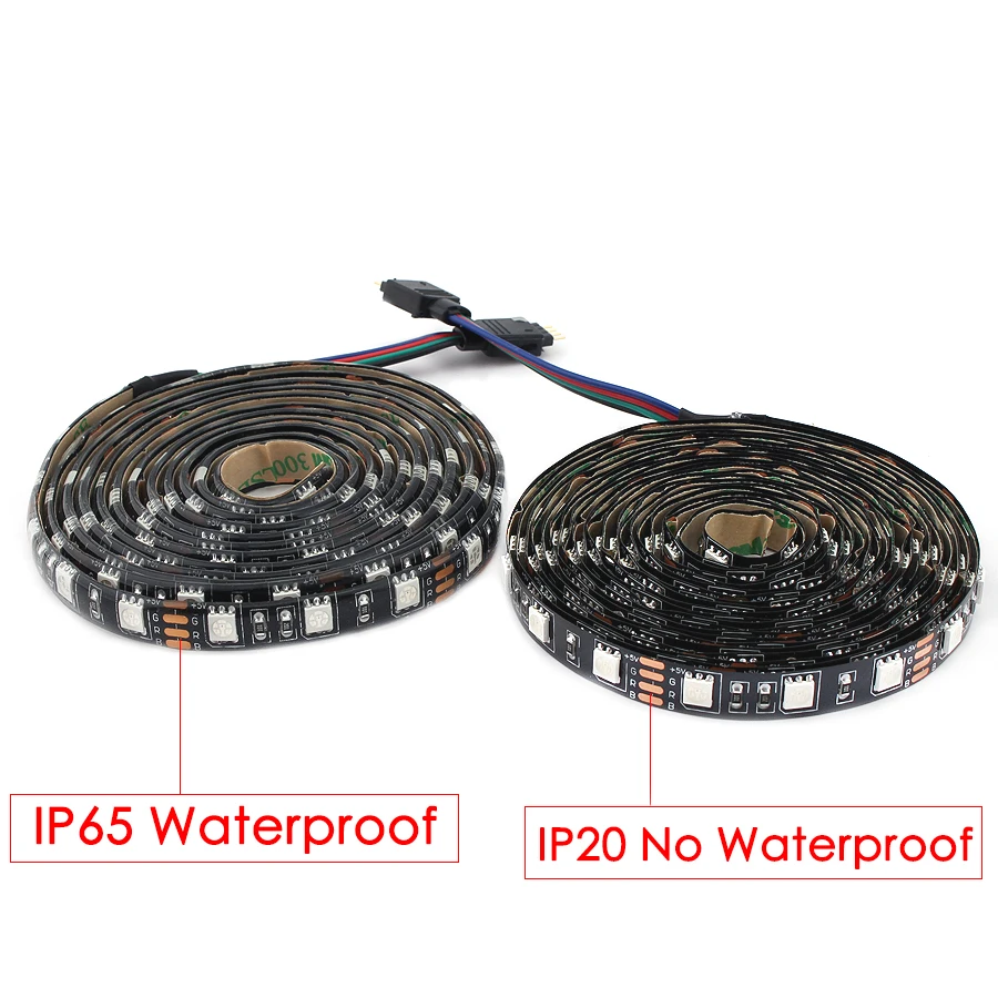 12 В Светодиодная лента для домашнего декора RGB Водонепроницаемая SMD 5050 черная
