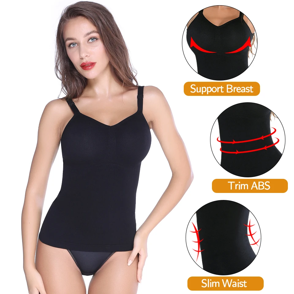 Women Shapewear Camisoles Waist Trainer Body Shaper Tummy Control Tank Tops Compression Undershirts Slimming Underwear Camisole