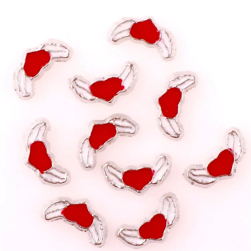 20 шт./лот F163 металлическая эмалированная подвеска в виде крыла ангела сердца