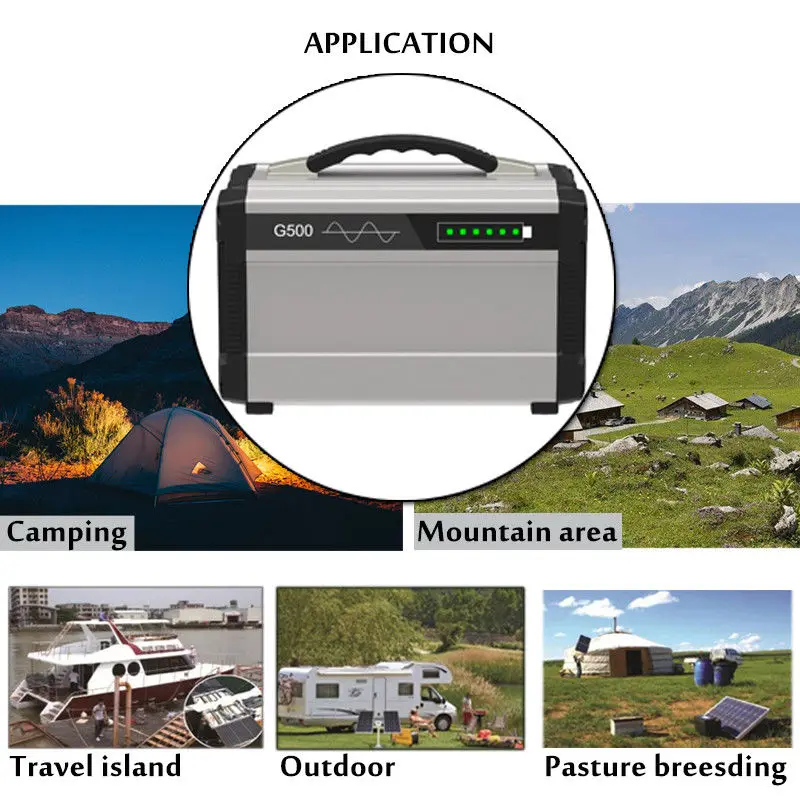 Портативная электростанция переменного тока 500 Вт источник питания солнечный
