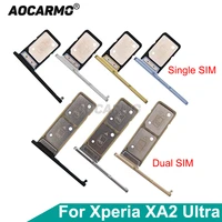 aocarmo single dual sim card tray holder slot with cover plug for sony xperia xa2 ultra xa2u h4233 h4213 6inch replacement