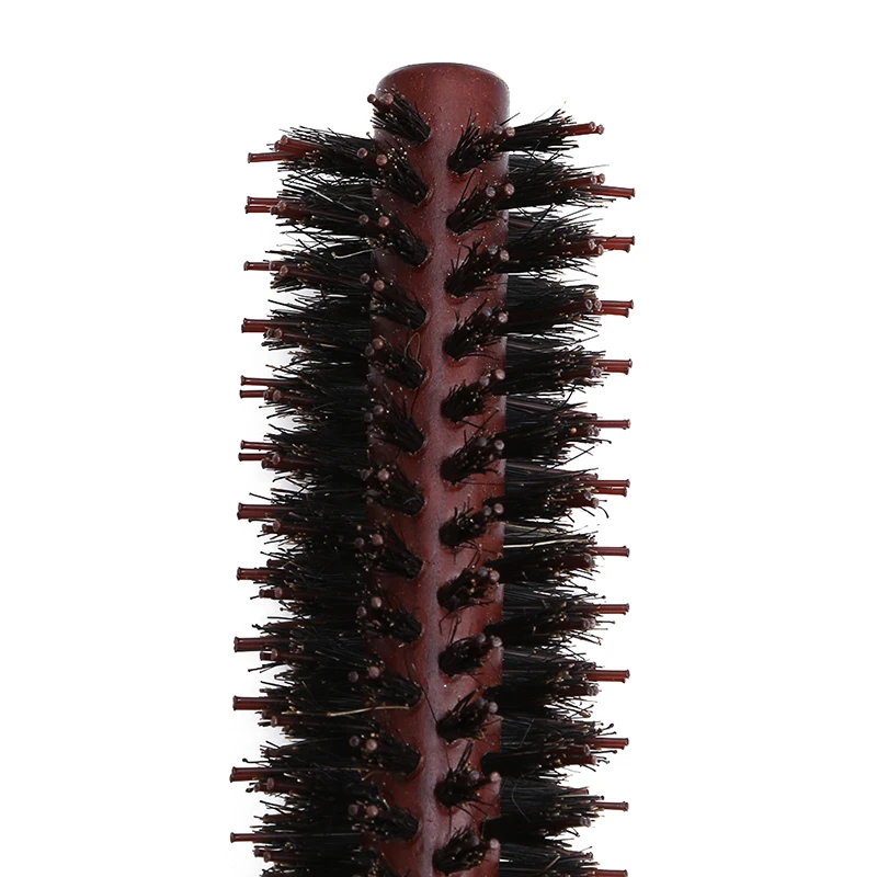 

1Pc Portable Bristles Hair Brush Comb Round Anti-static Curly Comb Twill With Wood Handle For Hair Styling Curling