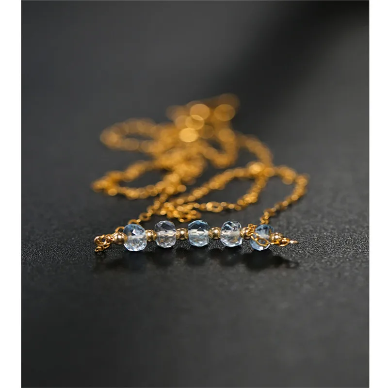 DMBS027 Аквамарин кулоном женское колье из драгоценных камней натуральной желтого