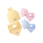 Милая детская шапка с нагрудниками яркие однотонные шапочки для мальчиков и девочек детские шапки хлопковые шапки для новорожденных Детские шапочки