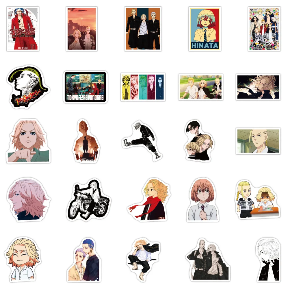 

50pcs Anime Tokyo Revengers Cosplay Graffiti Stickers for Laptop Skateboard Luggage Motorcycle Waterproof Decal Sticker Toy