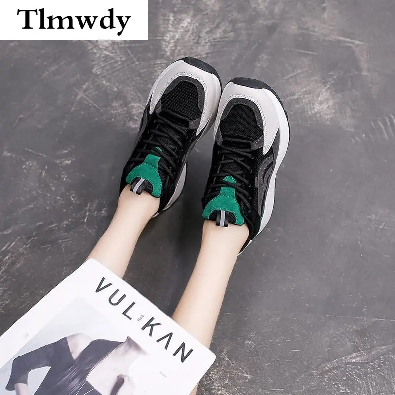 

Spring Fashion Mesh Breathable Woman Shoes Platform Lace-up Casual Woman Sneaker 2021 Walking Comfortable Woman Vulcanized Shoes