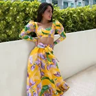 Новинка 2021, комплекты бикини с длинным рукавом, Пляжная накидка, купальник с цветочным принтом, женский купальник, пляжная одежда, купальный костюм