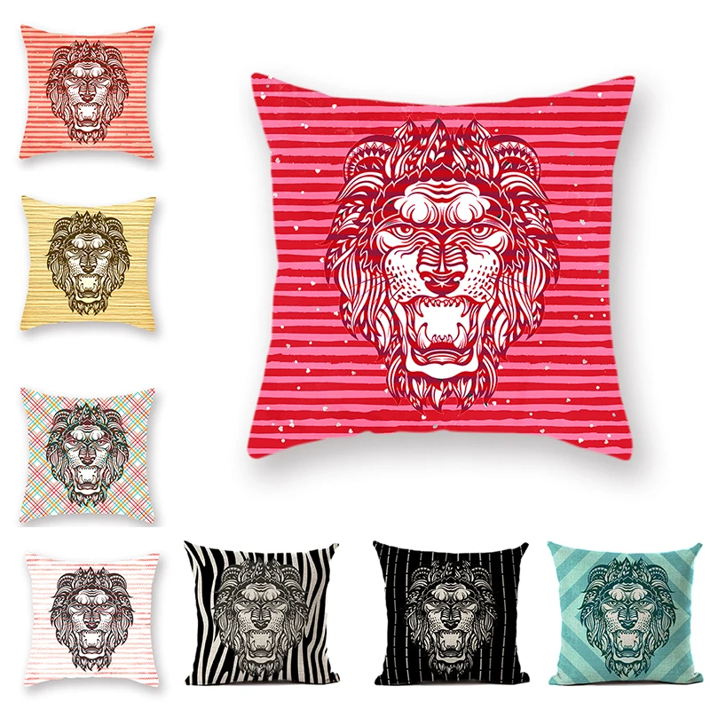 Tiger Throw Pillowcase 45x45cm Striped Geometric Background Pattern Decoration Zebra Red/black Yellow Car Sofa Cushion Cover | Дом и сад