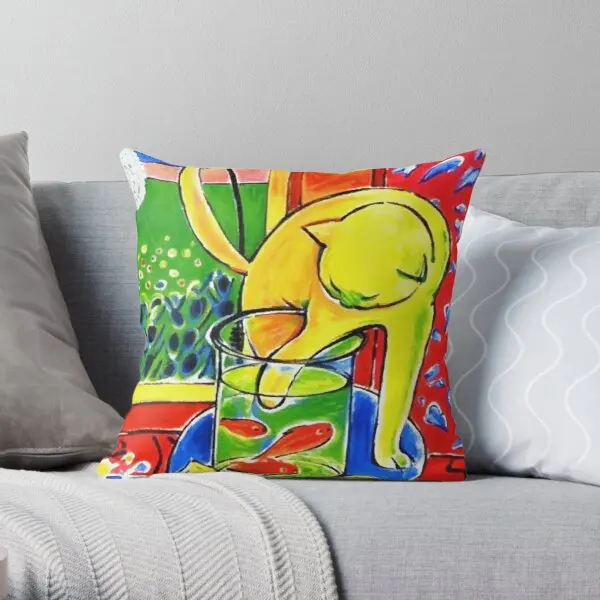 

Henri Matisse Le Chat Aux Poissons Roug Printing Throw Pillow Cover Polyester Peach Skin Office Bed Waist Pillows not include