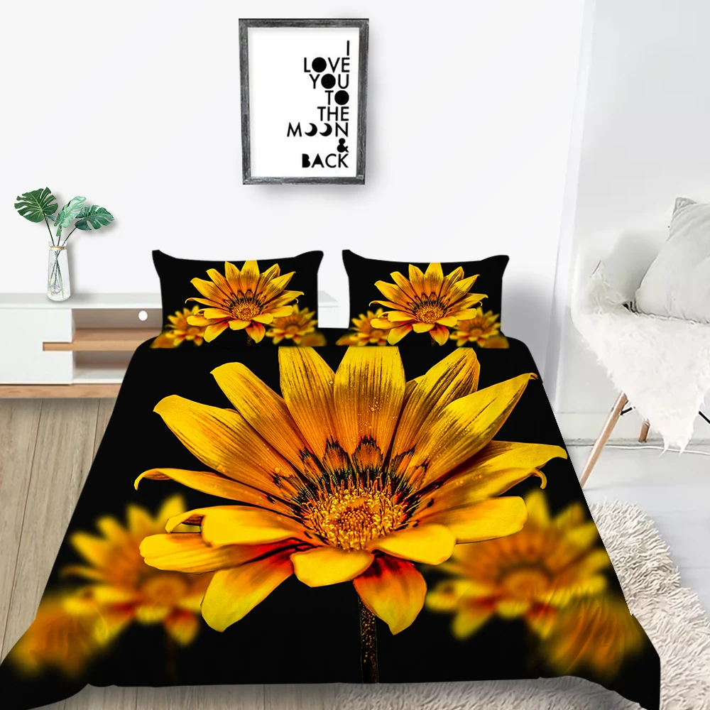 Комплект постельного белья королевского размера принт в виде одуванчиков