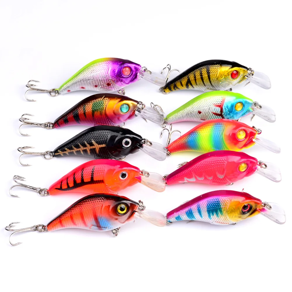 

10Pcs Crankbaits Set Mixed Colors Fishing Lures Minnow Baits Wobbler with Box Bass Swimbait Sea Swim Jerkbait Trout Tackle Hard