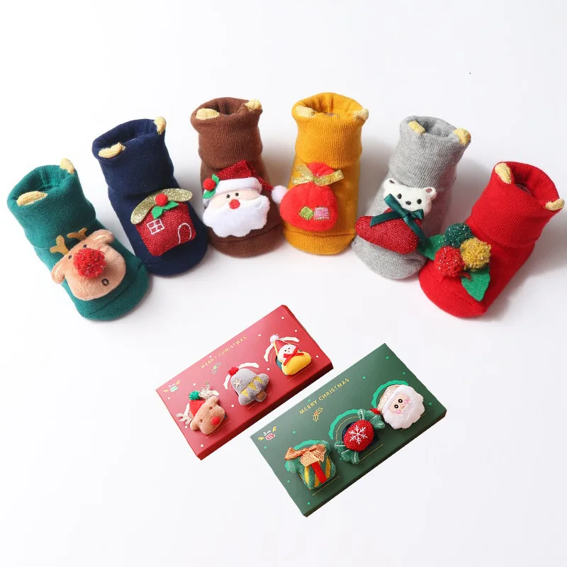 Рождественские детские носки тапочки с героями мультфильмов Сезон осень зима
