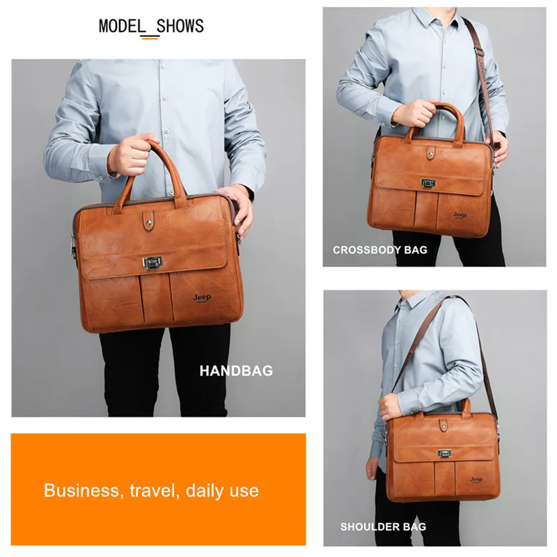 jeep buluo business travel handbag office business male bag for a4 files man briefcase big size 15 inches laptop bags tote bag free global shipping