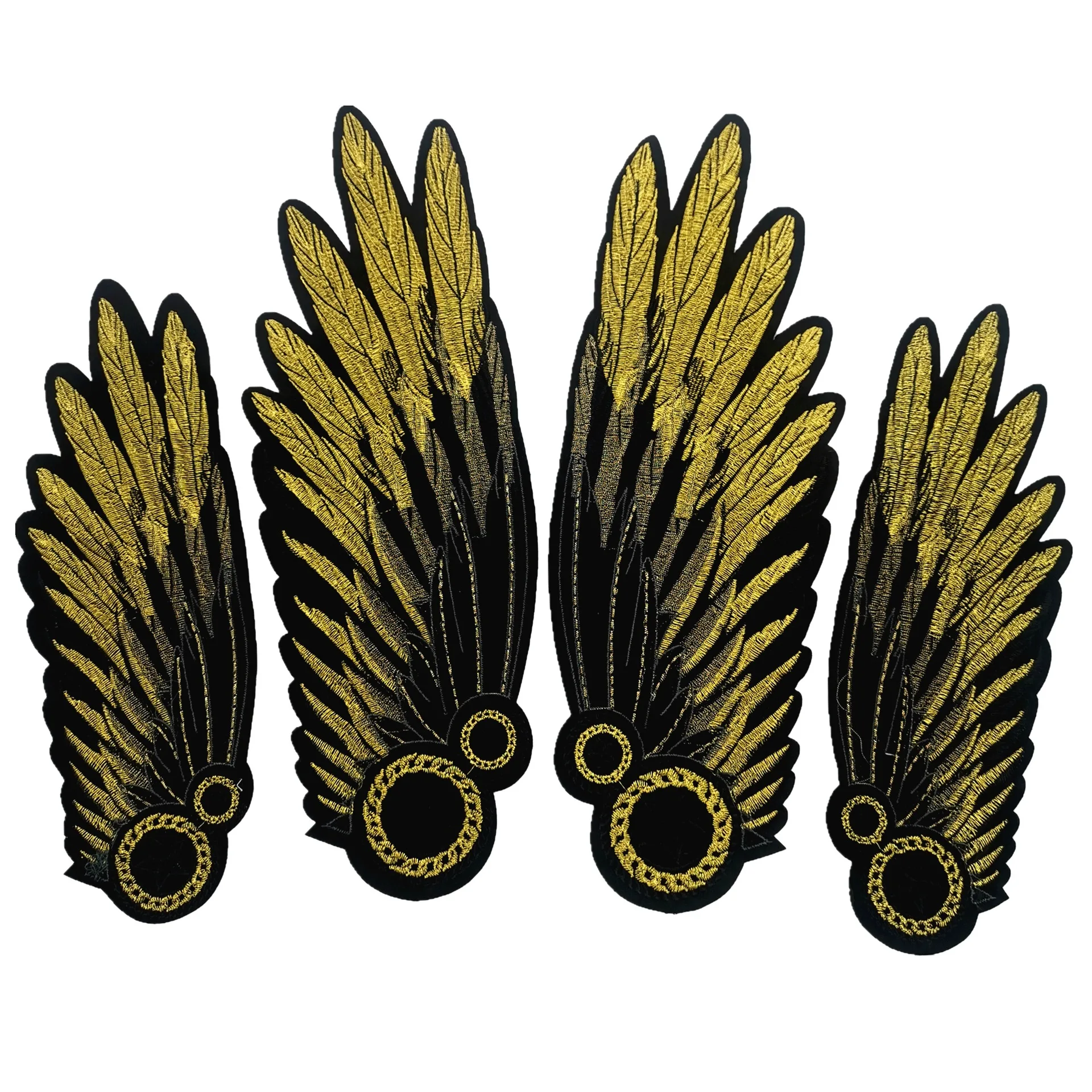 

Gold thread embroidery European and American fashion cloth clothing accessories diy decorative patch applique wings