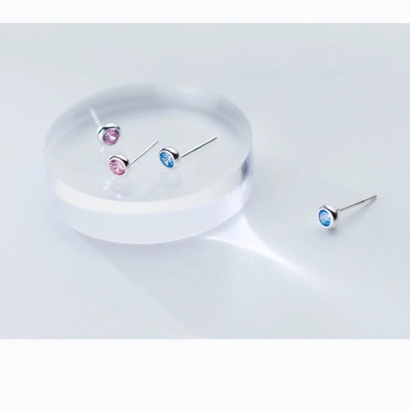 Trustdavis 100% Стерлинговое Серебро 925 пробы Модные Женские Крошечные с синим розовым