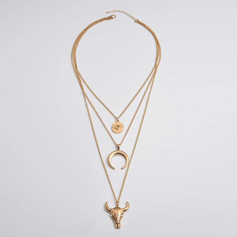 Многослойное ожерелье с искусственным глазом и головой быка для женщин девушек