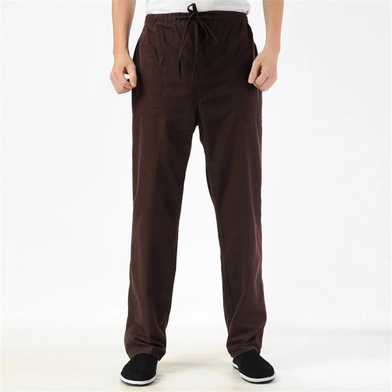 Мужские длинные штаны из 100% хлопка китайские традиционные кунг фу Wu Shu Tai Chi