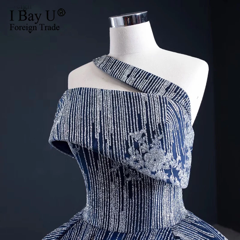 Dubai Navy Blue Sexy Luxury Wedding Dresses 2020 Sequined Bridal Gowns Custom Made