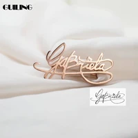 dainty personalized handwritten name brooch logo stainless steel nameplate custom badges lapel collar pins women clothes jewelry