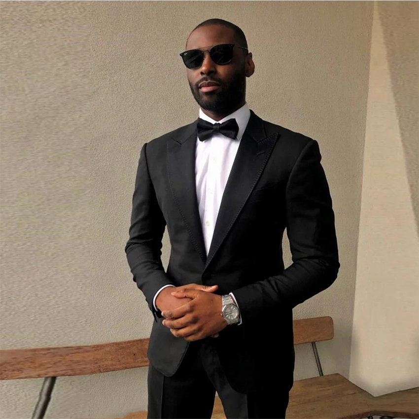 Новинка мужские черные бриллианты облегающие деловые костюмы для жениха смокинг