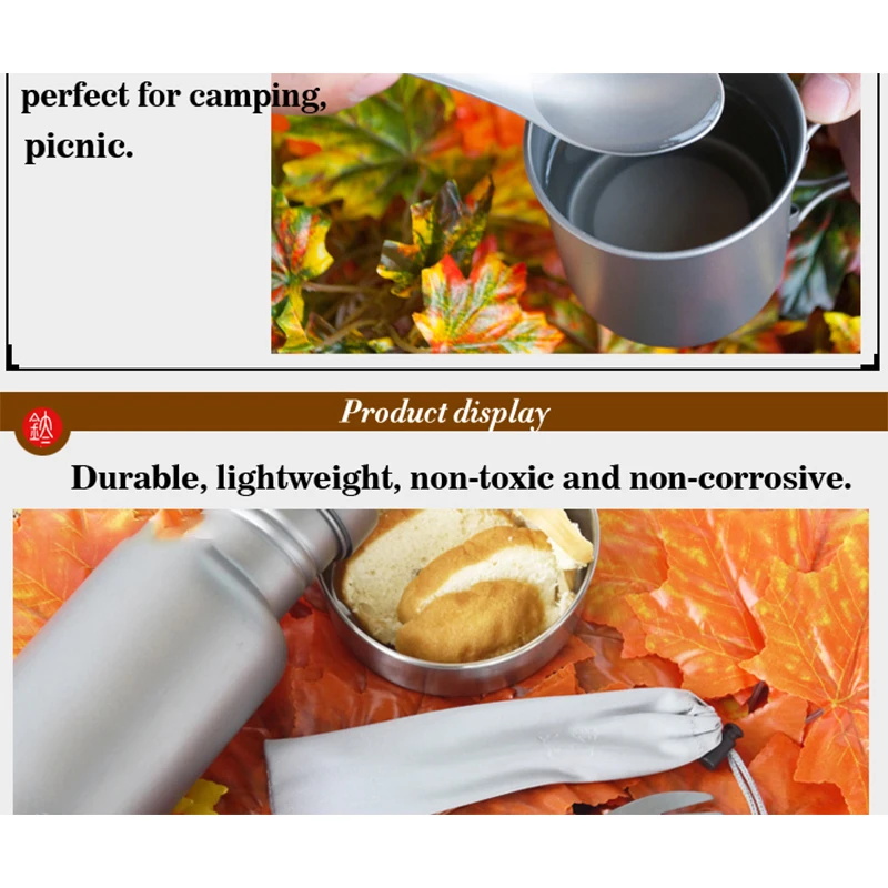 

Outdoor stylish Camping Picnic titanium Spoon Tableware titanium alloy Fork Ultralight pure titanium Spork