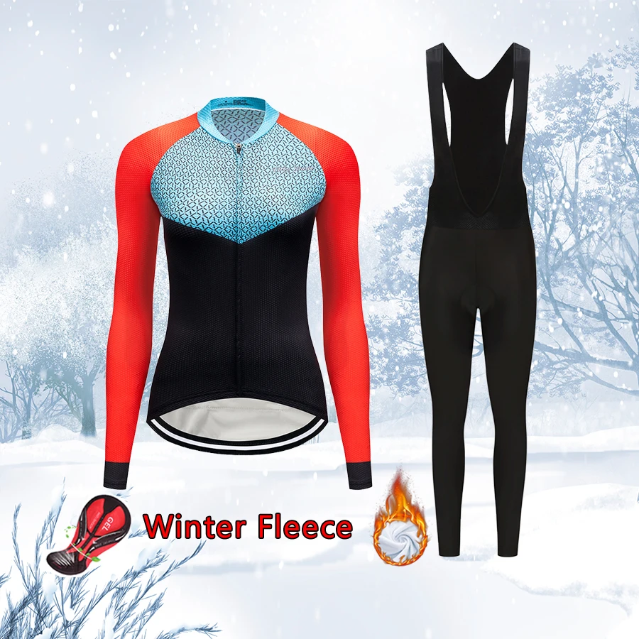 2022 Pink Cycling Jersey Women Set Winter Thermal Fleece Bike Clothes Female Bicycle Clothing Sport Suit Mtb Dress Body Uniform | Спорт и