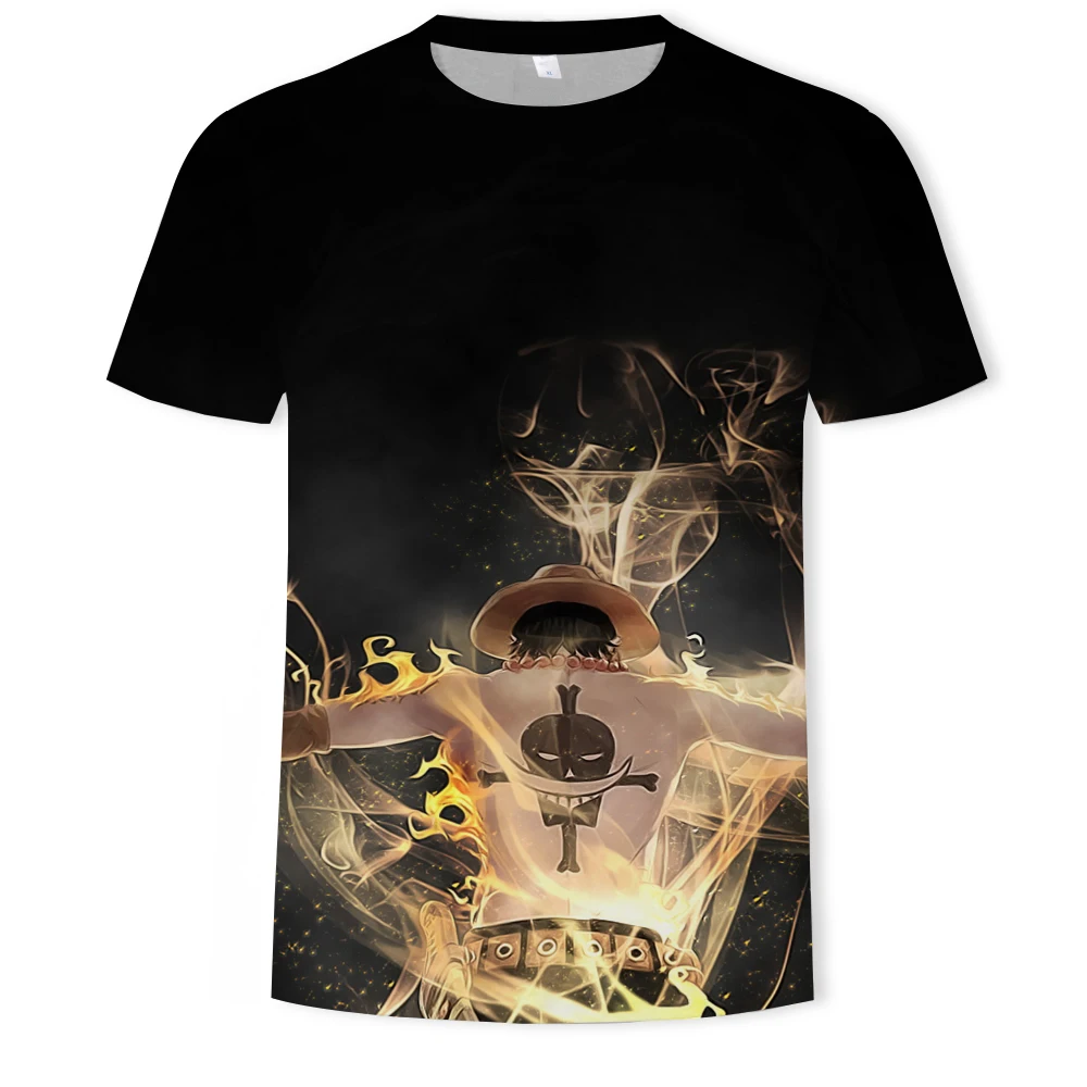 

3D printing men and women all-match net red T-shirt outdoor casual anime character Luffy summer hot trend O-neck short sleeve
